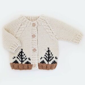 Huggalugs Forest Tree Cardigan Sweater in Natural